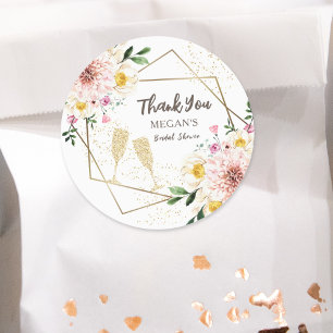 Adesivo Redondo Pétalas & Prosecco Chuveiro de Noiva Floral em R
