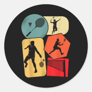 Adesivo Redondo Peteca de Badminton Crianças Meninos Jovens Homens