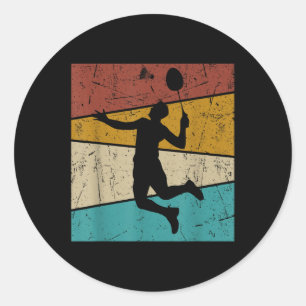 Adesivo Redondo Peteca de Badminton Engraçada Vintage Retro Para H
