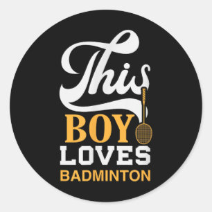 Adesivo Redondo Peteca de Badminton Raquete Jogador de Badminton _