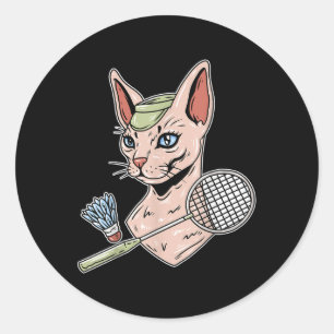 Adesivo Redondo Peteca Engraçada de Gato Devon Rex
