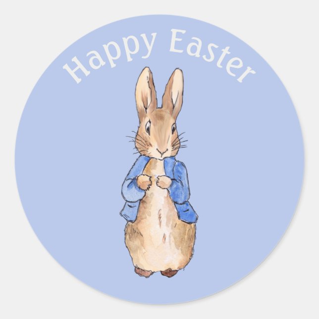 Adesivo Redondo Peter, a saudação do Felz pascoa do coelho (Frente)