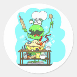 Adesivo Redondo Peter e o Monstro do Armário, cozinhando