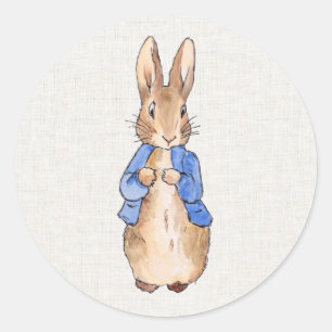 Adesivo Redondo Peter Rabbit com Linen Background