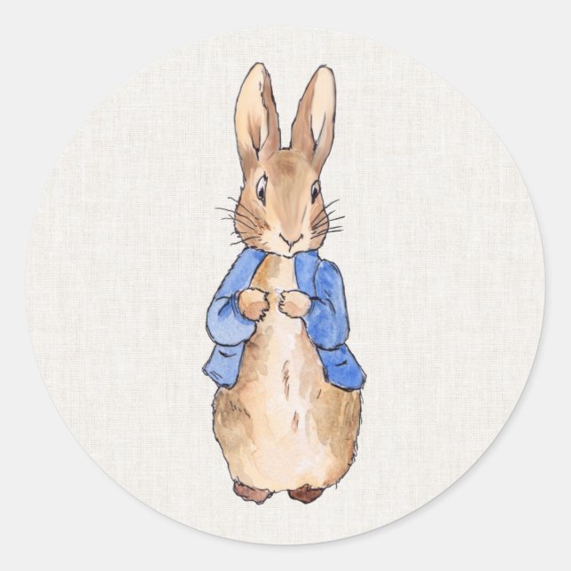 Adesivo Redondo Peter Rabbit com Linen Background (Frente)