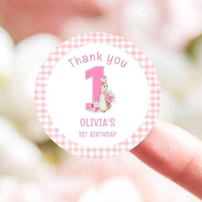 Adesivo Redondo Peter Rabbit First Birthday (Criador carregado)