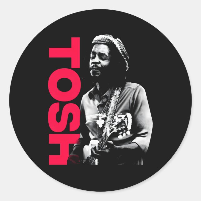 Adesivo Redondo Peter Tosh Com Guitarra Adrian Boot Photo (Frente)