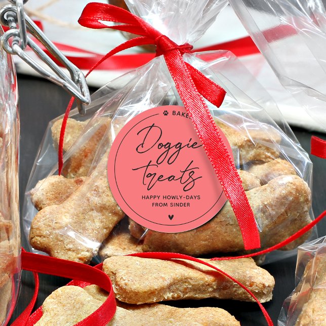 Adesivo Redondo Petiscos Caseiros Modernos para Cachorros (Modern Homemade Doggie Treats Classic Round Sticker)