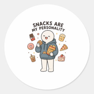 Adesivo Redondo Petiscos São Minha Personalidade Funny Snack Lover