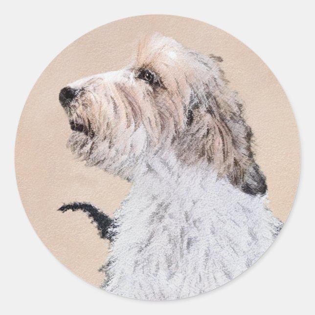 Adesivo Redondo Petit Basset Griffon Vendéen Painting - Arte Canin (Frente)