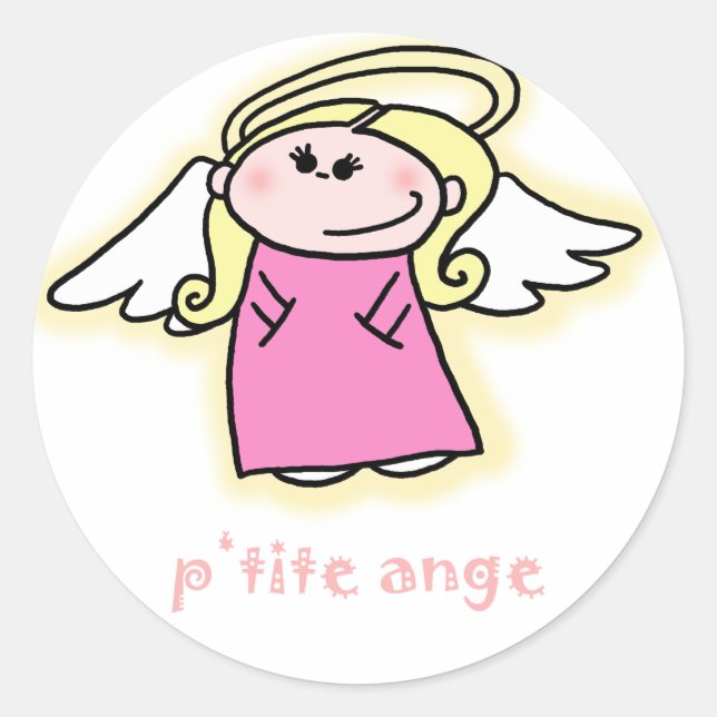Adesivo Redondo Petite Ange (pequeno anjo em francês) (Frente)