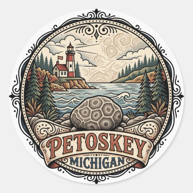 Adesivo Redondo Petoskey EUA (Frente)