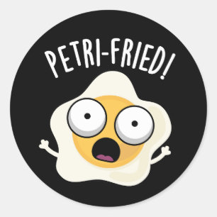 Adesivo Redondo Petri frito Funny Fried Egg Pun Dark BG
