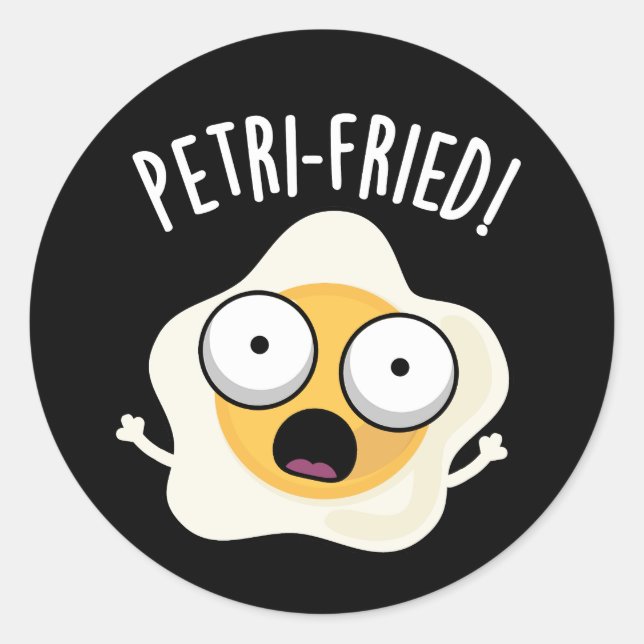 Adesivo Redondo Petri frito Funny Fried Egg Pun Dark BG (Frente)