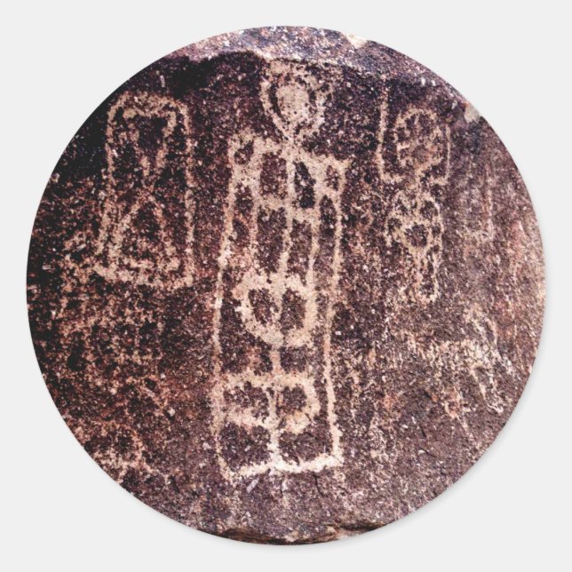 ADESIVO REDONDO PETROGLIPHS AMERICAN SUUTHWEST, NEVADA DESERT (Frente)