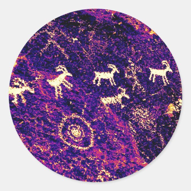 ADESIVO REDONDO PETROGLIPHS NEVADA DESERTA O SUDESESTE AMERICANO (Frente)