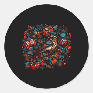 Adesivo Redondo Petrykivka Vogel Pracht Ucrânia Pintura 1