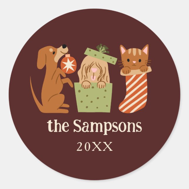 Adesivo Redondo Pets Red Natal (Frente)