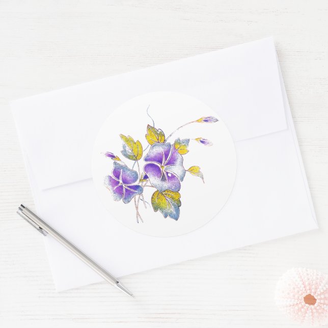 Adesivo Redondo Petunias. (Envelope)