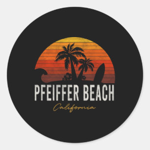 Adesivo Redondo Pfeiffer Beach California Palms Vacement Surf Sund