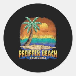 Adesivo Redondo Pfeiffer Beach California Vintage - Alma em Descan