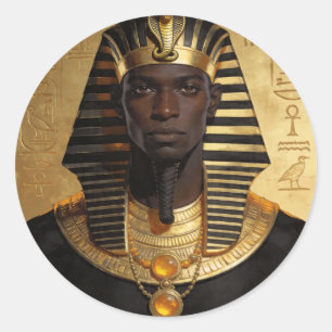Adesivo Redondo Pharaoh Energy — Arte Moderna do Antigo Rei Africa