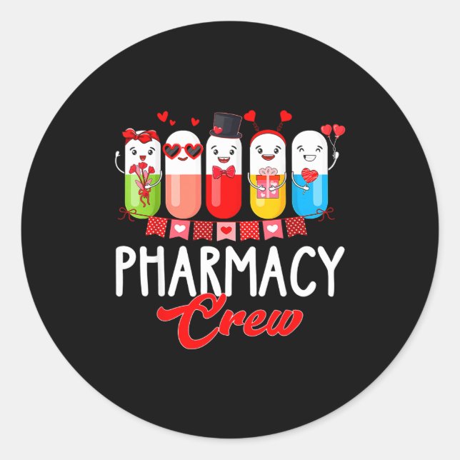 Adesivo Redondo Pharmacy Crew Nurse Valentines Day Pharmacist Tech (Frente)
