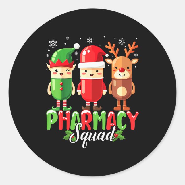 Adesivo Redondo Pharmacy Squad Christmas Costume Funny Lls Pharmac (Frente)