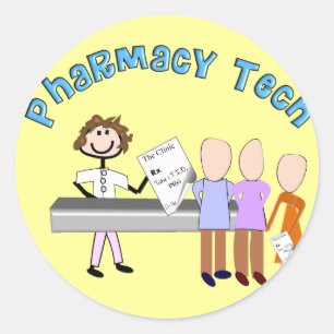 Adesivo Redondo Pharmacy Tech Gifts Stick People Design