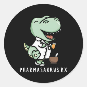 Adesivo Redondo Pharmasaurus Rx Farmacêutico Technician