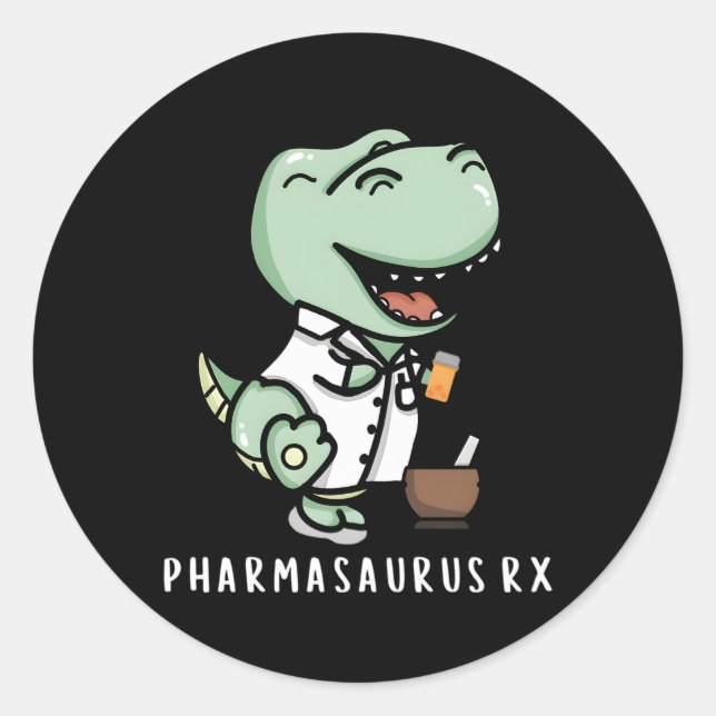 Adesivo Redondo Pharmasaurus Rx Farmacêutico Technician (Frente)