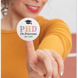 Adesivo Redondo PHD ou doutorado personalizado