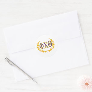 Adesivo Redondo Phi Chi Theta Grego com Coroa