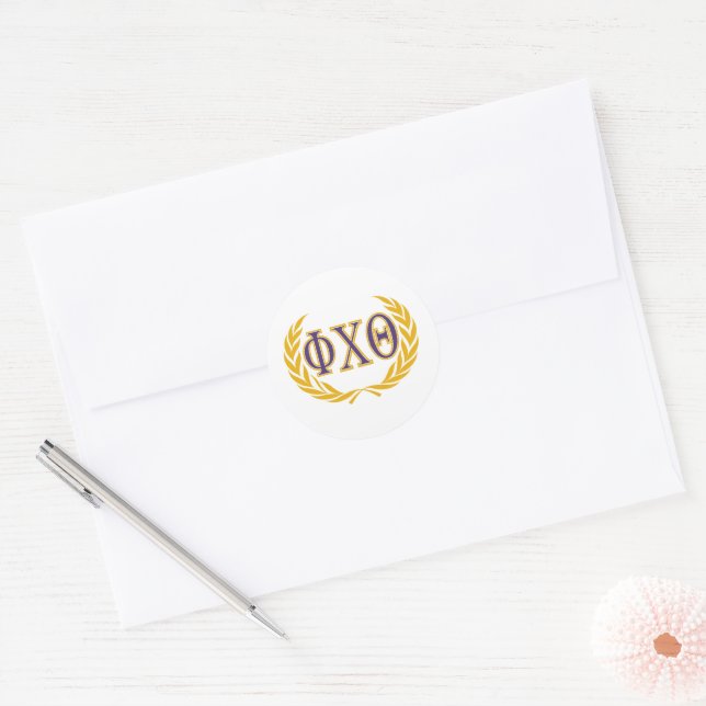 Adesivo Redondo Phi Chi Theta | Grego com Coroa (Envelope)