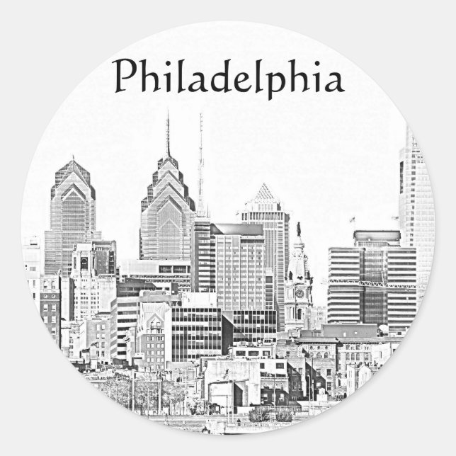 Adesivo Redondo Philadelphia Sketch Sticker (Frente)