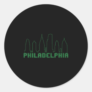 Adesivo Redondo Philadelphia Skyline Centro Cityscape Brotherly