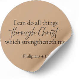 Adesivo Redondo Philippians 4:13 Christian Faith Sticker – Warm 