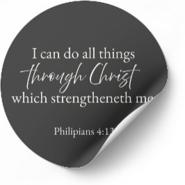 Adesivo Redondo Philippians 4:13 Christian Sticker