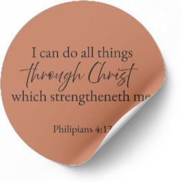 Adesivo Redondo Philippians 4:13 Christian Sticker