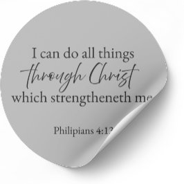 Adesivo Redondo Philippians 4:13 Christian Sticker
