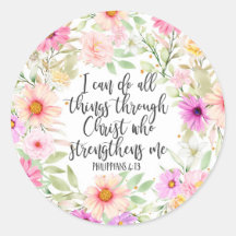 Philippians 4:13 Escritura de Bíblia Verse Floral