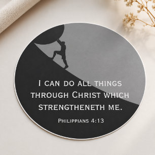 Adesivo Redondo Philippians 4:13 KJV Bíblia Verse Giant Stone