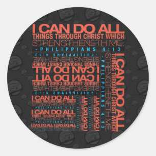 Adesivo Redondo Philippians 4:13 Stickers