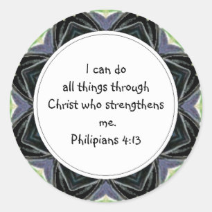 Adesivo Redondo Phillipians 4:13 Scripture Memory Verse Sticker