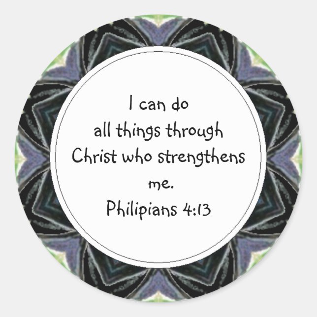 Adesivo Redondo Phillipians 4:13 Scripture Memory Verse Sticker (Frente)