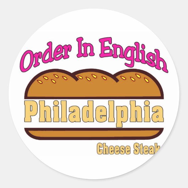 Adesivo Redondo Philly Cheese Steak Order Em Inglês (Frente)