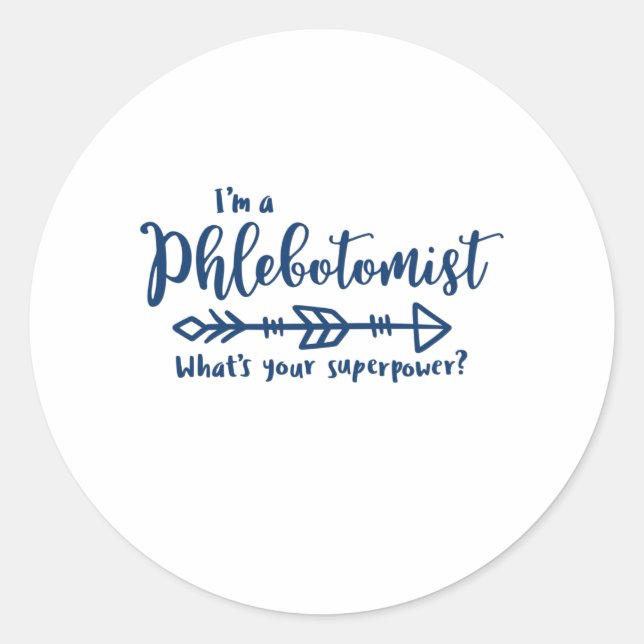 Adesivo Redondo Phlebotomist, flebotomia, tecnologia de laboratóri (Frente)