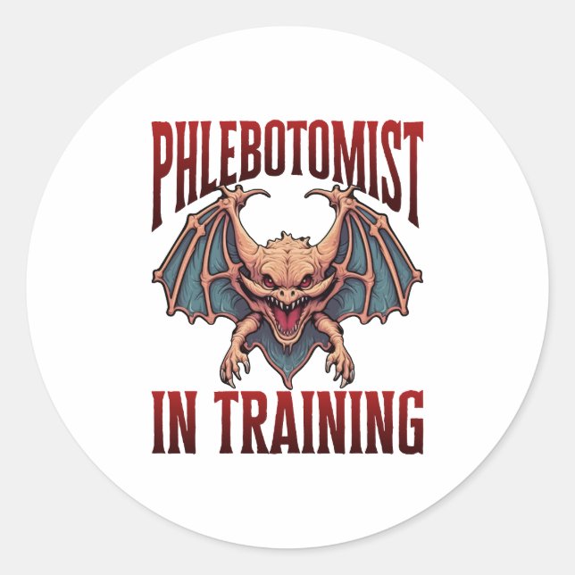 Adesivo Redondo Phlebotomist in Training Funny Student Bat (Frente)
