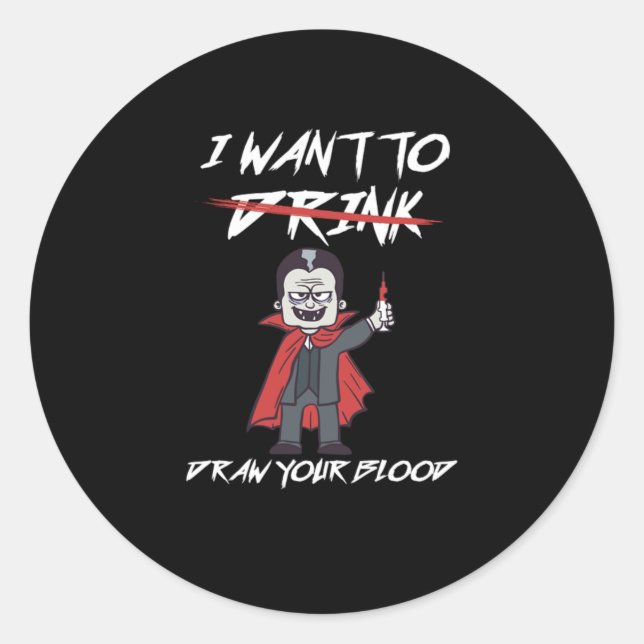 Adesivo Redondo Phlebotomist Phlebotomy Vampire Blood Syringe Gift (Frente)