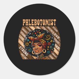 Adesivo Redondo Phlebotomista Afro Black History Mês Para Mulheres